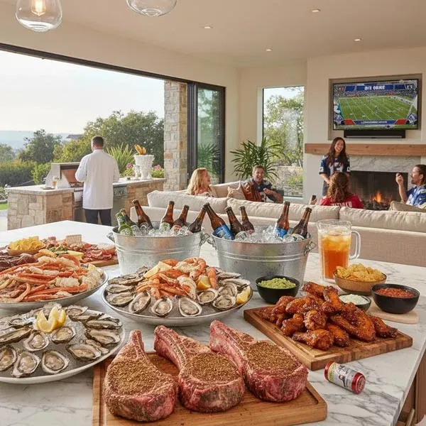 Super Bowl gourmet game day spread prepared by a Las Vegas private chef