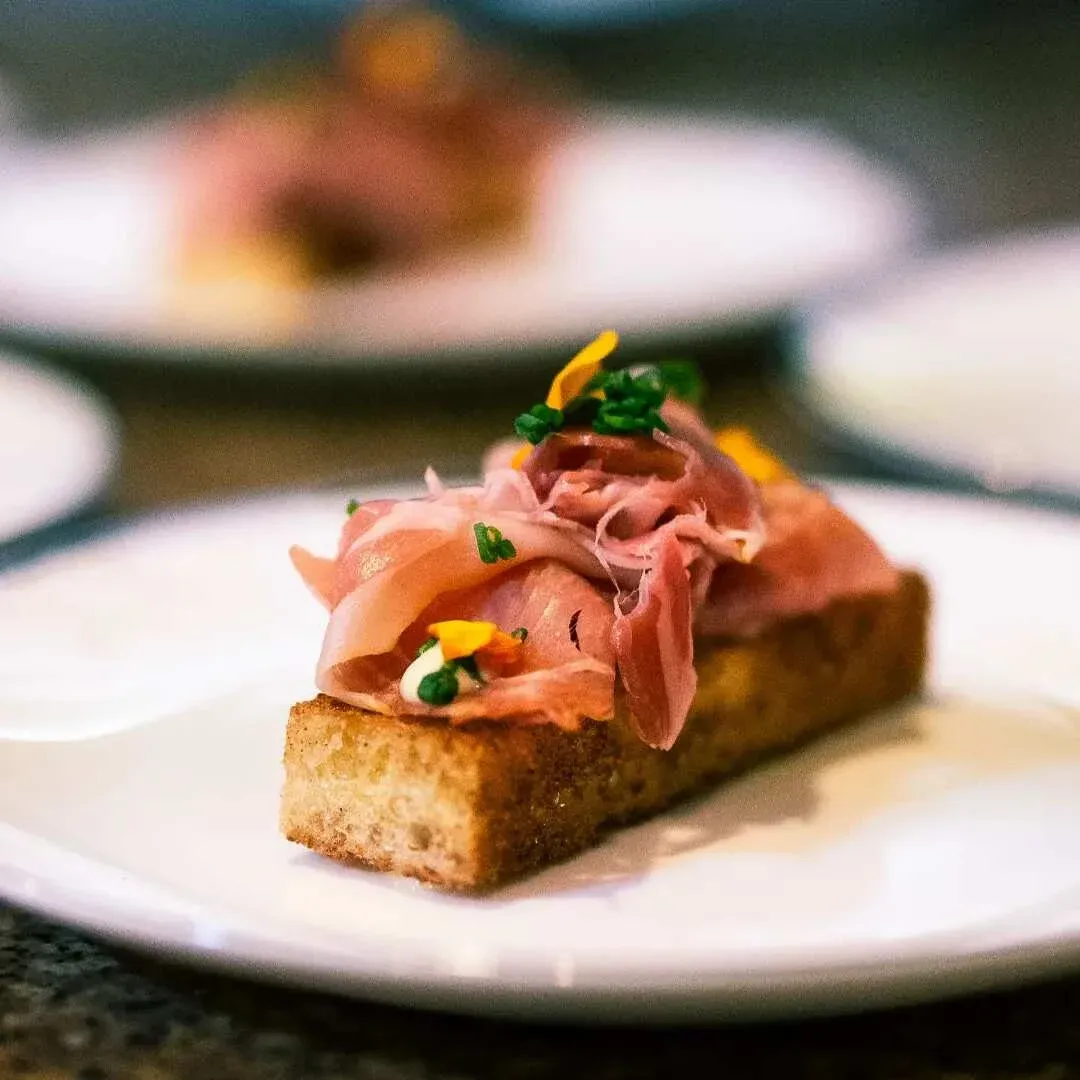 Plated course from a five to six course private chef dinner in Las Vegas