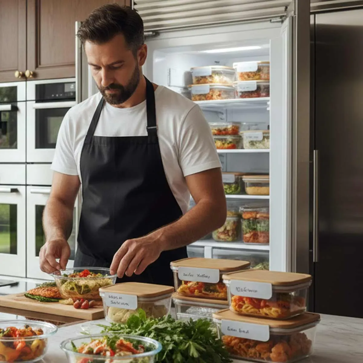 Weekly meal prep containers prepared in-home by a Las Vegas private chef