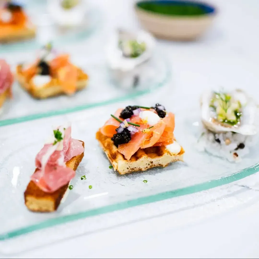 Passed hors d'oeuvres canapes prepared by a private chef for a Las Vegas party