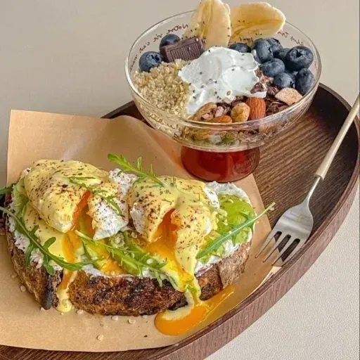 Seated brunch course served by a private chef in a Las Vegas home